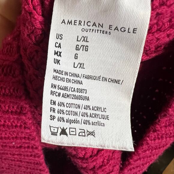 AMERICAN EAGLE Oversized Fit Sweater Mock Neck Chunky Knit Pink Womens Size L/XL - Picture 6 of 6
